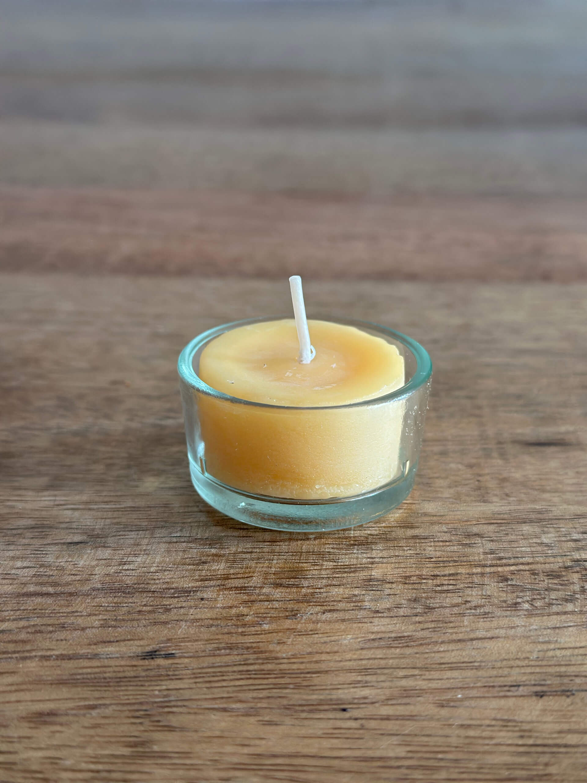 Bijenwas waxine lichtje met glazen houder